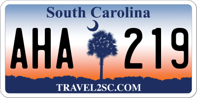 SC license plate AHA219