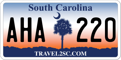 SC license plate AHA220