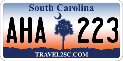 SC license plate AHA223