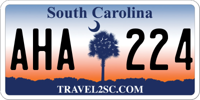 SC license plate AHA224