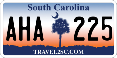 SC license plate AHA225