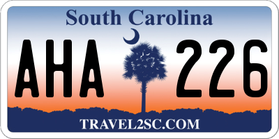 SC license plate AHA226