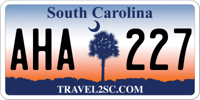 SC license plate AHA227
