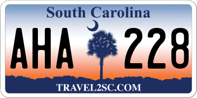 SC license plate AHA228