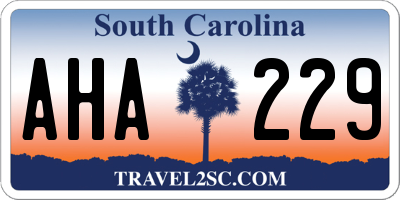 SC license plate AHA229