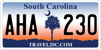 SC license plate AHA230