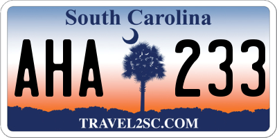 SC license plate AHA233