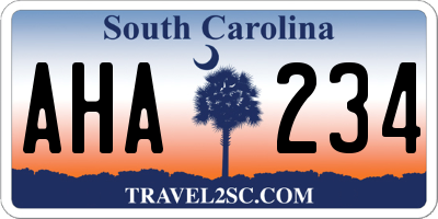 SC license plate AHA234