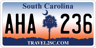 SC license plate AHA236