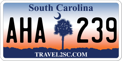 SC license plate AHA239