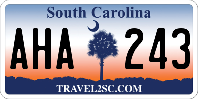 SC license plate AHA243
