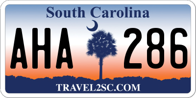 SC license plate AHA286