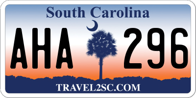 SC license plate AHA296