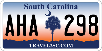 SC license plate AHA298