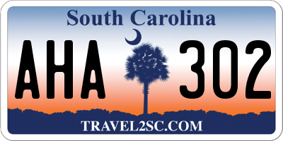 SC license plate AHA302