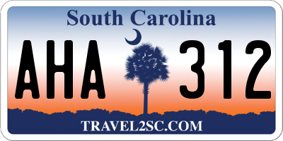 SC license plate AHA312