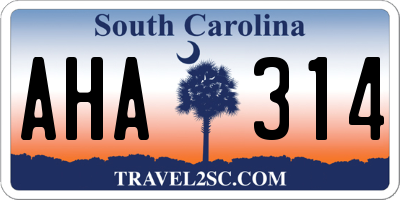 SC license plate AHA314