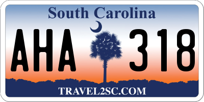 SC license plate AHA318