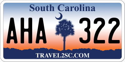 SC license plate AHA322