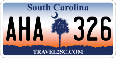 SC license plate AHA326