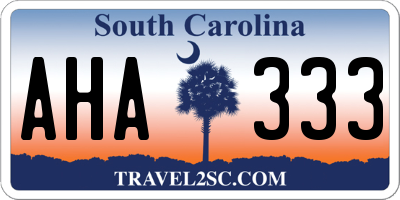 SC license plate AHA333