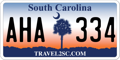 SC license plate AHA334
