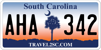 SC license plate AHA342