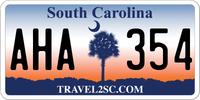 SC license plate AHA354