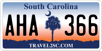 SC license plate AHA366
