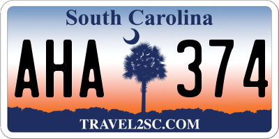 SC license plate AHA374