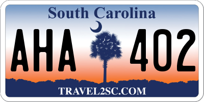 SC license plate AHA402