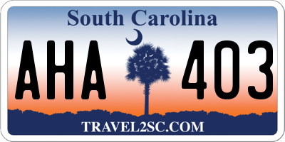 SC license plate AHA403