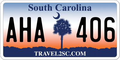SC license plate AHA406