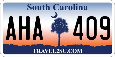 SC license plate AHA409