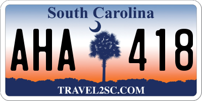 SC license plate AHA418