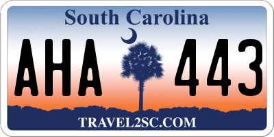 SC license plate AHA443