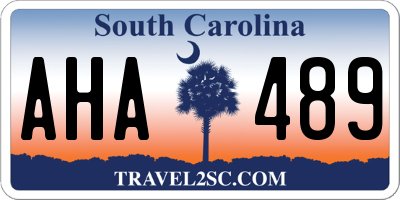 SC license plate AHA489