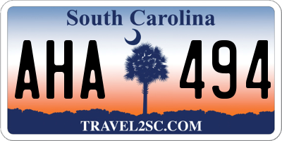 SC license plate AHA494