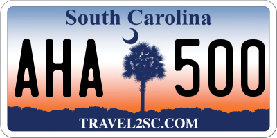 SC license plate AHA500