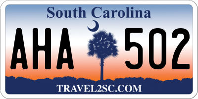 SC license plate AHA502