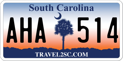 SC license plate AHA514