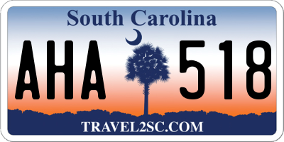 SC license plate AHA518