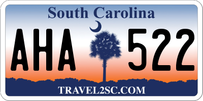 SC license plate AHA522