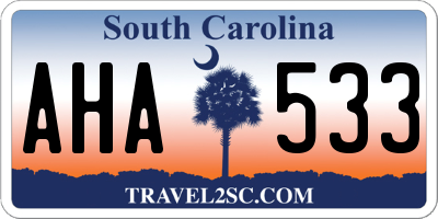 SC license plate AHA533