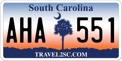 SC license plate AHA551