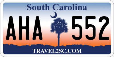 SC license plate AHA552