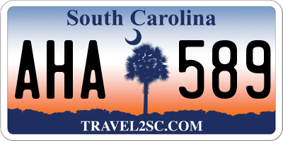 SC license plate AHA589
