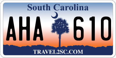 SC license plate AHA610