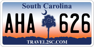 SC license plate AHA626