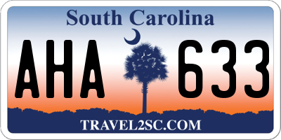 SC license plate AHA633